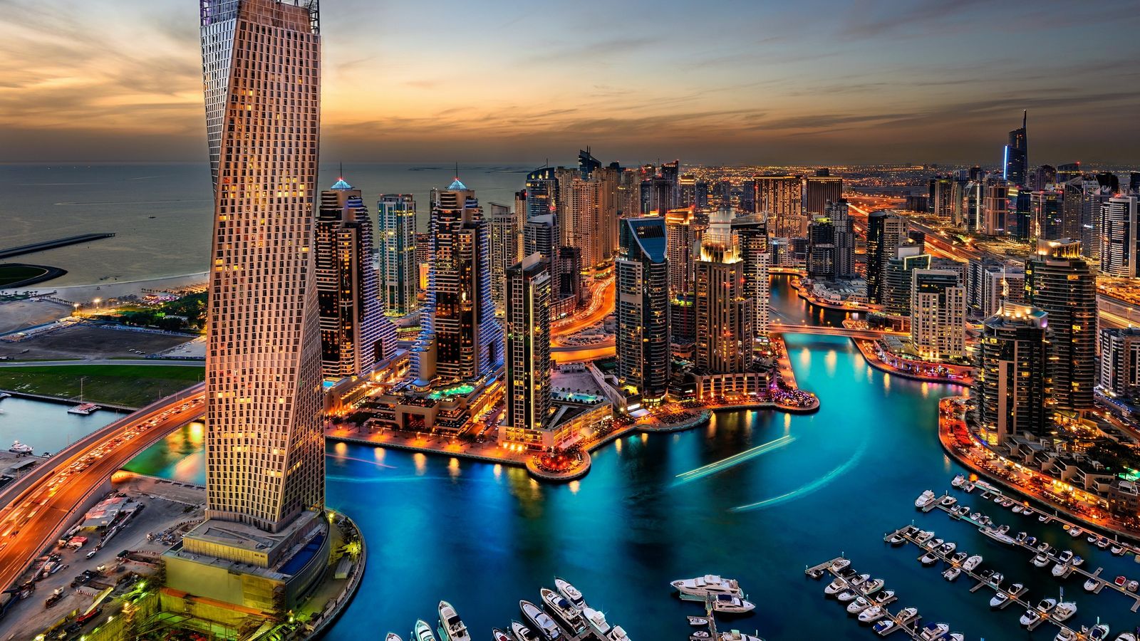 Dubai Uae Buildings Skyscrapers Night Hd Wallpaper 93494 1600