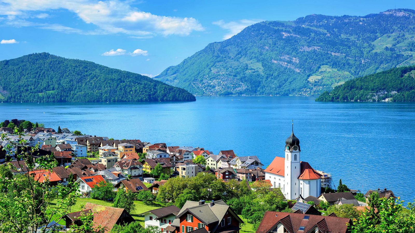 Lakescape Of Lake Lucerne Gersau Lake In Switzerland 4k Uhd Free Desktop Wallpapers 1600